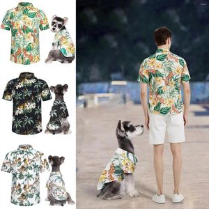 Camisa havaiana de vestuário para cães para animais de estimação e proprietários de verão de cães pequenos respiráveis e respiráveis gatos da moda