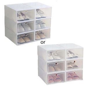 6Pcs Plastic Shoe Box Stackable Foldable Shoe Drawer Storage for Case 240411