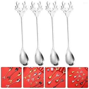 Spoons 4 Pcs Cartoon Spoon Small Metal Dessert Mix Tea Stirring Stainless Steel Soup Honey