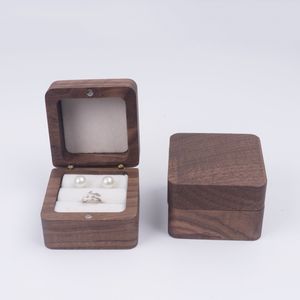 Wood Jewelry Box Proposal Ring Wedding Engagement Valentine Rings Earrings Boxes Small Jewelry Packaging Storage Organizer Case