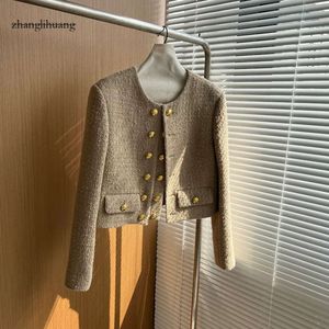 Women S Jackets Runway Tweed Fashion Small Spragrance Gold Double Reasted Wool Coat Brand Woolen Jacket Casaco Outwear Top 220913