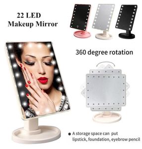 22 LED USB -lampor Tabell Vanity Makeup Mirror Touch Screen TABLEDTOP Beauty Mirror With Touch Control Switch för hemanvändning3941825