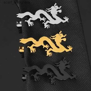 Tie Clips Mens Metal Dragon Tie Clips Fashion Business Banket Party Dress Suits Nathtie Accessories Gifts Personlighet Mans Tie-Clips Y240411