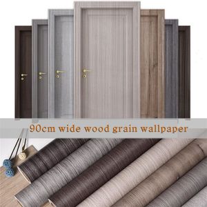 90cm Width Wood Grain Door Sticker for Wardrobe Cupboard Desk Closet Furniture Waterproof PVC Self Adhesive Wallpaper Home Decor