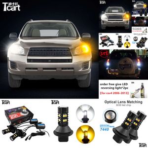 トヨタRav 4 Rav4昼間のランニングライトターンシグナルカーLED DRL 2006-2012のアクセサリ