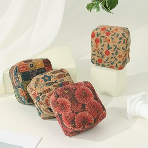 DHL300pcs Cosmetic Bags Women Cork Leather Fruit Fish Printing Square Solid Large Capacity Makeup Bag Mix Color