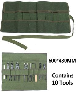 Army Green Japanese Bonsai Storage Package Roll Väska Garden Reparation Tool Tång S S S S Sand av Canvas Tool Set Case Storage Bags3869015