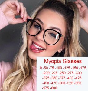 Солнцезащитные очки для глазных очков для женщин ретро -миопия близорукие анти -синие светлые линзы Черный круглый прозрачный женский 9930198