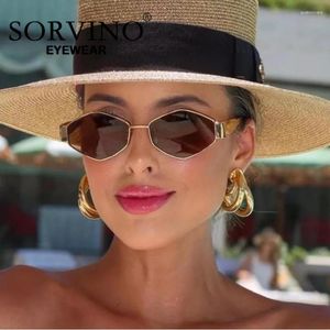 Sunglasses SORVINO Fashion Polygonal Women 2024 Vintage Brand Rhombus Ladies Sun Glasses Shades Unique Metal Frame Punk Eyewear