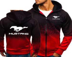 Hoodies Männer Mustang Auto Logo Druck lässig HipHop Harajuku -Verlaufsfarbe Kapuze -Fleece Fleece Sweatshirts Reißverschlussjacke Mann Kleidung Y2003374859