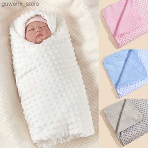 Blankets Swaddling Minky Baby Blanket Solid Crystal Velvet Bean Blanket Double layered Super Soft Childrens Cotton Blanket Y240411
