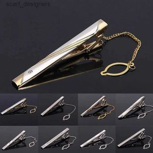 TIE CLIPS NYA SILVER MENS CLASSIC TIE CLIP Legering Högkvalitativ emalj Tie Ring Pin Crystal Business Corbata Y240411