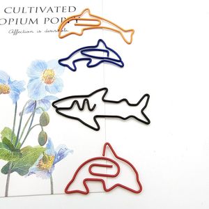 Carp Sandfish Dolphin Shape Metal Paper Clips Fish Crab Whale Dolphin Mermaid Paper Clip Office Stationery Binding Paper Clip