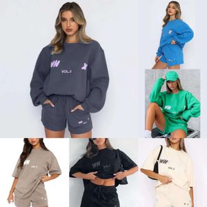 Designer White Women Tracksuits Two Pieces Short Sets Sweatsuit Female Hoodies Hoody Pants With Sweatshirt Ladies New Loose T-shirt Sport Clothes