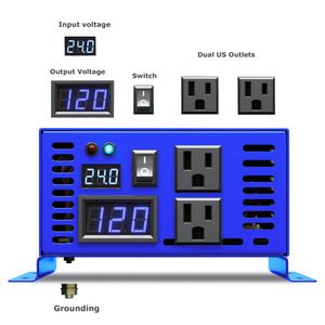 500 W Pure Sine Wave Solar Inverter 24V 220 V Trasformatore di inverter di potenza 12V 36V 48v DC a 120 V 230 240 V Visualizza LCD convertitore AC