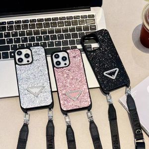 Bellissima custodia per telefoni iPhone 15 14 Pro Max Crossbody Bling Borse 18 17 16 15Pro 14Pro 13Pro 12Pro 13 12 Caso con Logo Box Man Woman WD