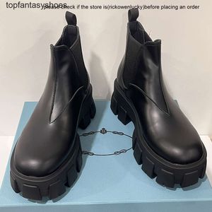 PRDAA Buty szczotkowane skórzane buty Chelsea Monolit czarne z elastyczną gumową gumową gumową bieżnik podeszwa skórzana wkładka komfort damski designerskie buty mody