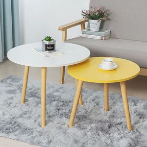 Simple Household Solid Wood Leg Sofa Side Mini Table Bedroom Sitting Round Table Net Red Low Table Window Tea Table Round Table