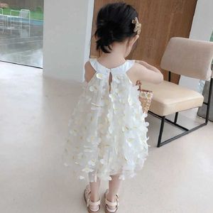 Vestidos de menina Vestido de princesa de malha de verão 2022 Novos filhos sem mangas vestidos de bolo de borboleta