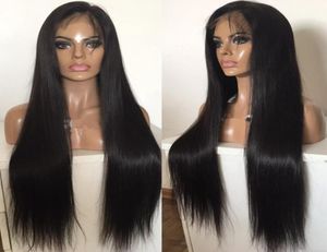 10A Grade A qualidade Perucas de renda cheia Cabelo virgem brasileiro Silky reta Gluelss Lace Front Wigs for Black Woman 2333673