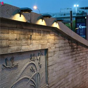 4PCS 12 LED Solar angetriebener Gutter Leuchtlampe für Gartenzaun Security Street Outdoor Lighting Wandlampen