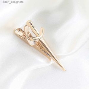 Tie Clips Cross Golden Sword Shaped Ties Clips Metal-clip for Mens Business Banquet Drinking Party Simple Fashion Accessories Tie Clip Y240411
