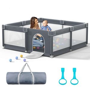 79 x 71 Baby Playpen с обновлением коврика - портативный игровский двор Lutikiang для детей и малышей - очень большие детские ворота Playpen с океанскими шариками включены