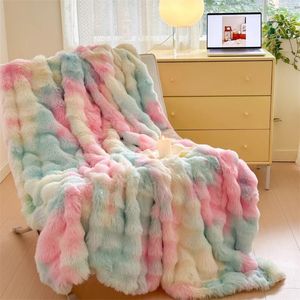 Blankets Imitation Hair Light Luxury Solid Color Fleece Blanket Thickened Warm Nordic Nap Casual Soft Shawl