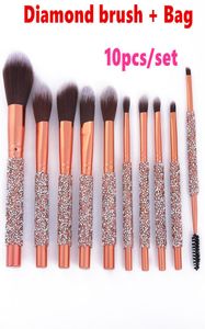 Professional Make up Brushes 10pcs set Diamond brush Bag Powder Foundation Makeup tools Eye shadow brushs Eyeliner Brow Cosmetic7115230