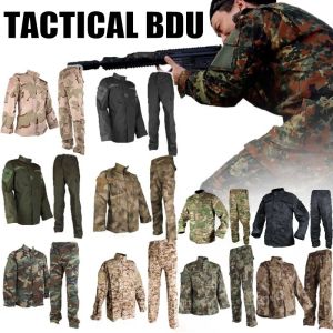 Pantaloni mimetico uniforme tattica bdu set camicia da combattimento dell'esercito militare pantaloni per la sicurezza swat soft bielball camo da caccia