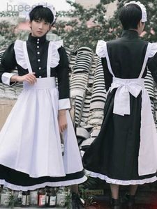 Anime Kostümler Vintage Maid Cafe Workwear Cosplay Cosplay Party Garson Kıyafet Kıyafet Artı Beden Erotik Kawaii Erkek Kadın Sevimli Bowknot Lolita Elbise 240411