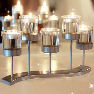 Titulares de vela Decoração de vidro de casamento de Natal barras de aniversário modernas bougies metal bougies et suporta decoração para casa