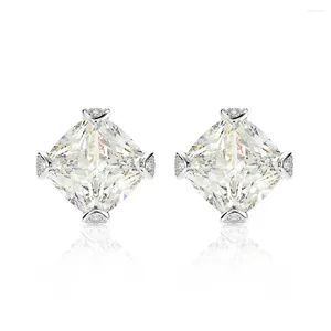 Stud Earrings Shining Simulation Fat Square Diamond Cut 88mm Sterling Silver Jewelry Platinum Customized