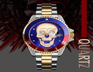 Skmei Mens Skull Quartz Watch Men Skeleton Creative Watches inossidabile orologio da polso impermeabile Relogio Masculino2973757523