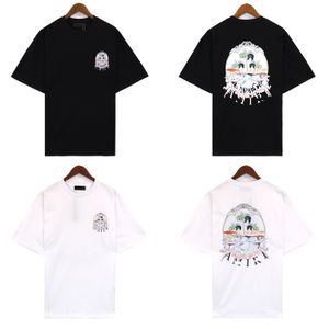 デザイナーシャツamirrグラフィックメンズTシャツエンジェルパターンプリントメンズラウンドネックルーズスポーツコットンショートスリーブ夏夏