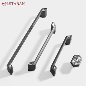 Luxury Crystal Handles Drawer Knobs Gold Black Chrome Kitchen Cabinet Handles Wardrobe Door Pulls Furniture Handle Hardware