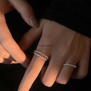 Anello di stelle della catena scintillante 925 Design del dito di dito in argento sterling Minority Personalità femmina Fashion Light Luxury Net Red