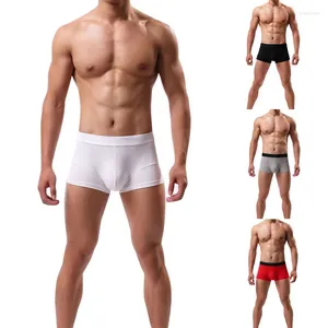 Underbyxor Mens Boxer Bomull Stretch Bulge Pouch underkläder Shorts Mäns solida andningsbara boxarehorts manliga trosor