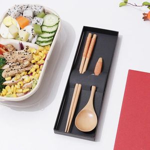 Chopsticks återanvändbar träsked med presentförpackning bärbar och klassisk hushållsgition för din familj eller vänner