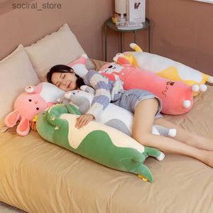 Fyllda plyschdjur Kawaii Cartoon Animal Cat Dinosaur Plush Toys Stuffed Soft Long Sleeping Pillow Dolls Children Birthday Present L411