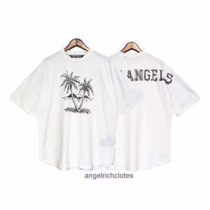 High end Designer clothes for brand Pa Angels sunset coconut printed short sleeve tshirt mens and womens high street loose half sleeve with trademark tag original 1:1