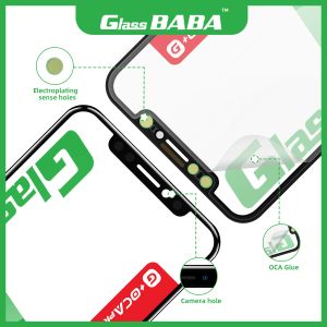 5pcs Glass Baba G+ OCA Оригинальное отверстие 1: 1 Стекло+ OCA 2IN1 для iPhone 12 13 11 14 15 Plus Pro Max Mini X XS XR MAX LCD Touch Lens