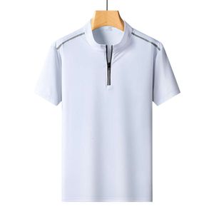 エアロゴルフスポーツカジュアルメンズサマーアイスシルクのカジュアルショートスリーブTシャツTクイック乾燥立った首半袖Tシャツハーフカーディガントップ