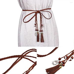 Belts Sweet Thin Woven Rope Waistband Boho Style Dress Accessories Waist Braided Belt Chain Tassles