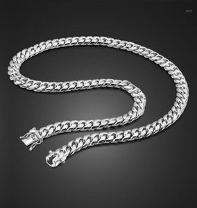 100 925 Sterling Silver Fashion Man Necklace Classic Italy Real Thick Pure Cuban Whip Chain 10mm 24 Inches Men039s Jewelry19780527