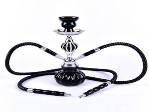 Double Hoses Hookah Travel Shisha Pipe Set Nargile Chicha Narguile Completo med Bowl Metal Charcoal Tongs Rökning Pipe C03128617880