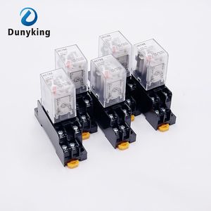 JQX-13F HH62P Högeffektreläspole General DPDT Micro Mini Electromagnetic Relay Switch med Socket Base AC110V220V DC12V24V5A