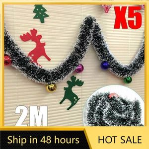 Fiori decorativi 5 pezzi 2m Christmas Chunky Cohunky Tinsel Bow Ornament decorazione di Ghirland Ghirland Party Forniture 6.5ft Wedding