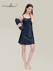 Kvinnors sömnkläder sexig solid enkelhet bekväm sling pyjamas kjol 19mm real silk elegant 2024 sommar p30052qc