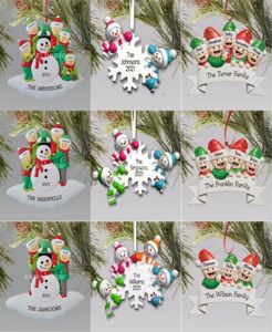 Julprydnader Dekorationer Karantän Survivor Harts Ornament Creative Toys Tree Decor for Mask Snowman Hand Sanited Family1880116